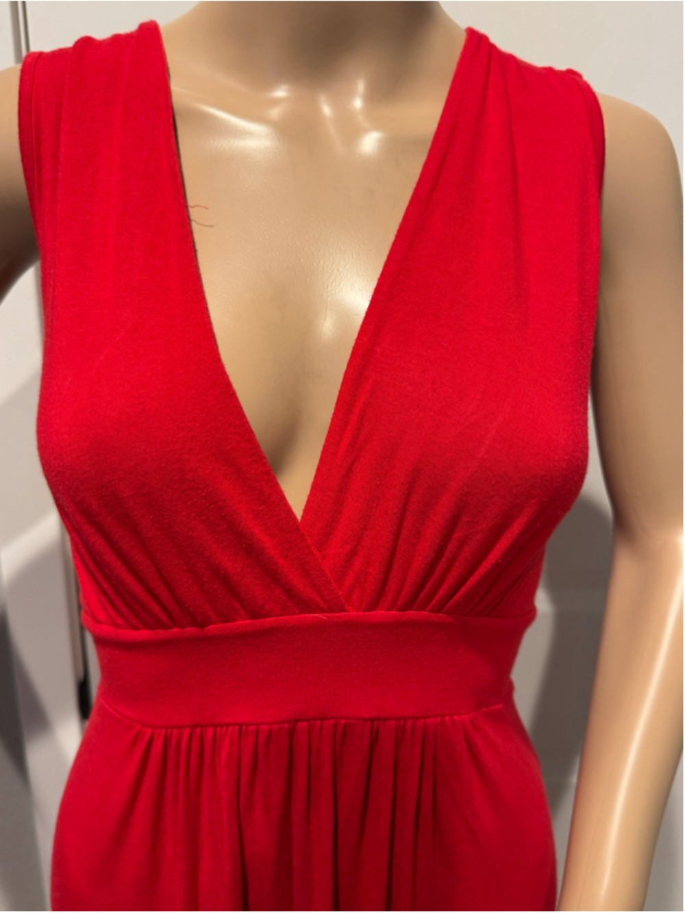Women's fraiche by J Red sleeveless Deep V-Neck Pull-on Knit Maxi Dress Size M - Picture 2 of 10